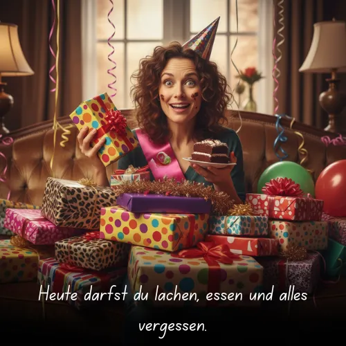 Heute darfst du lachen, essen und alles vergessen
