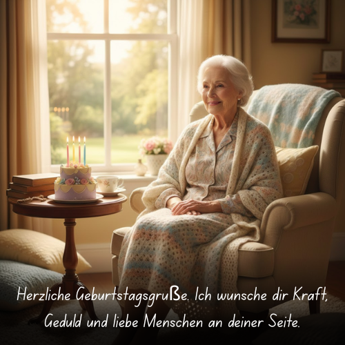 Herzliche Geburtstagsgrüße. Ich wünsche dir Kraft, Geduld und liebe Menschen an deiner Seite