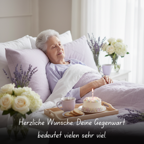 Herzliche Wünsche. Deine Gegenwart bedeutet vielen sehr viel