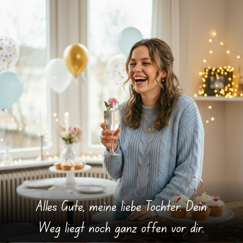 Alles Gute, meine liebe Tochter. Dein Weg liegt noch ganz offen vor dir
