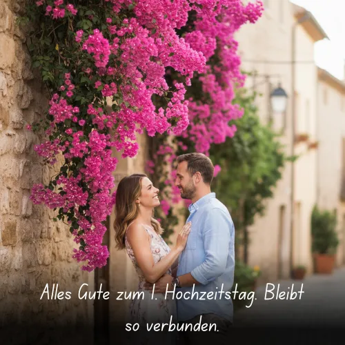 Alles Gute zum 1. Hochzeitstag. Bleibt so verbunden