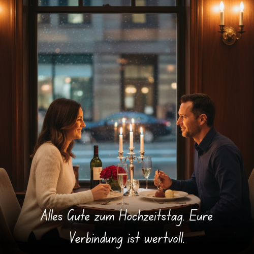 Alles Gute zum Hochzeitstag. Eure Verbindung ist wertvoll