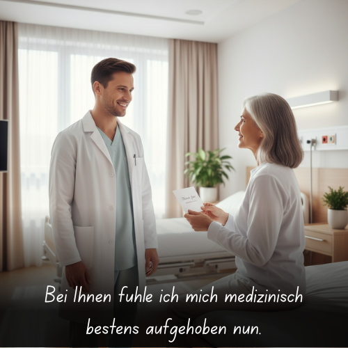 Bei Ihnen fühle ich mich medizinisch bestens aufgehoben nun