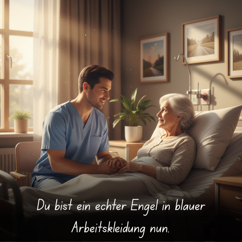 Du bist ein echter Engel in blauer Arbeitskleidung nun