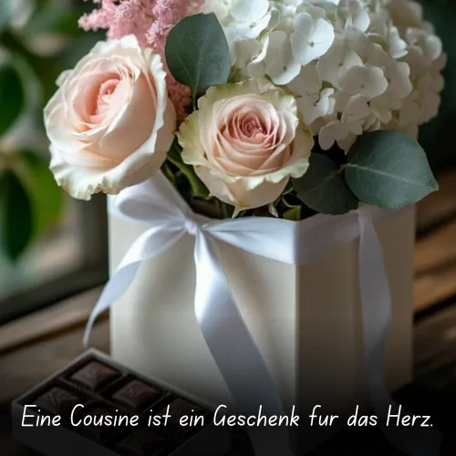 Eine Cousine ist ein Geschenk für das Herz.