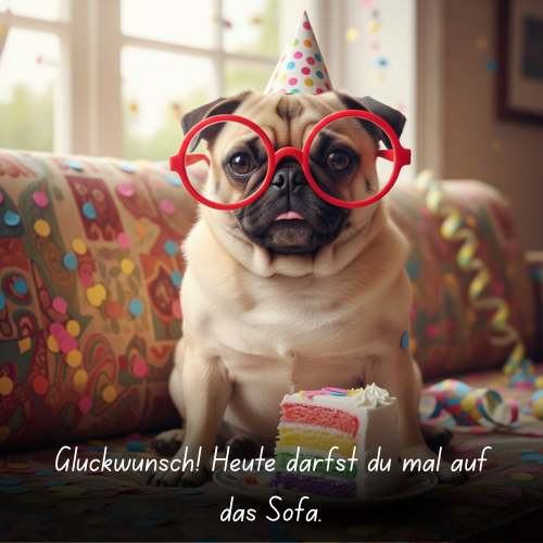 Glückwunsch! Heute darfst du mal auf das Sofa