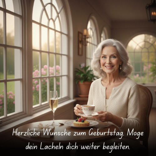 Herzliche Wünsche zum Geburtstag. Möge dein Lächeln dich weiter begleiten