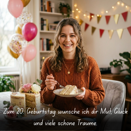 Zum 20. Geburtstag wünsche ich dir Mut, Glück und viele schöne Träume