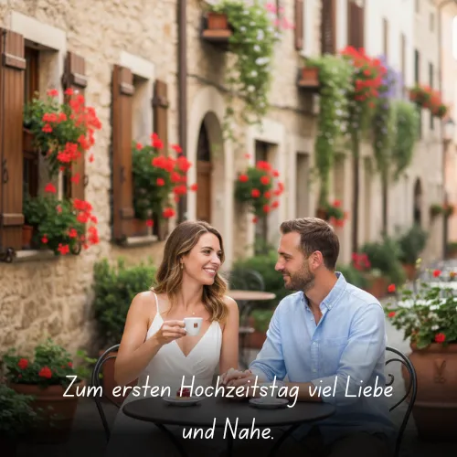 Zum ersten Hochzeitstag viel Liebe und Nähe