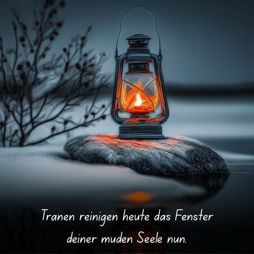 Tränen reinigen heute das Fenster deiner müden Seele nun