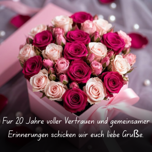 Für 20 Jahre voller Vertrauen und gemeinsamer Erinnerungen schicken wir euch liebe Grüße