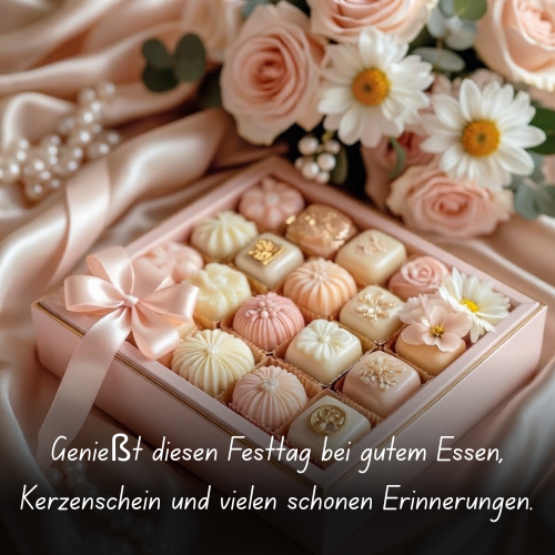 Genießt diesen Festtag bei gutem Essen, Kerzenschein und vielen schönen Erinnerungen