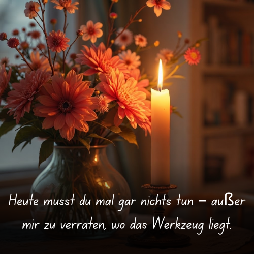 Heute musst du mal gar nichts tun – außer mir zu verraten, wo das Werkzeug liegt