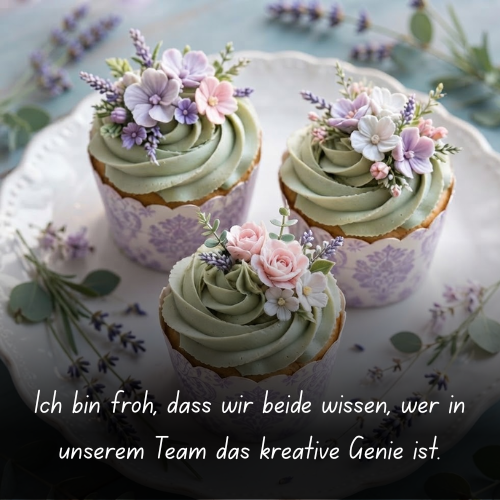 Ich bin froh, dass wir beide wissen, wer in unserem Team das kreative Genie ist