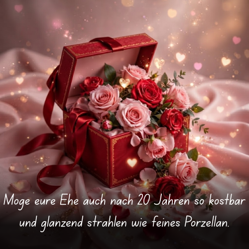 Möge eure Ehe auch nach 20 Jahren so kostbar und glänzend strahlen wie feines Porzellan