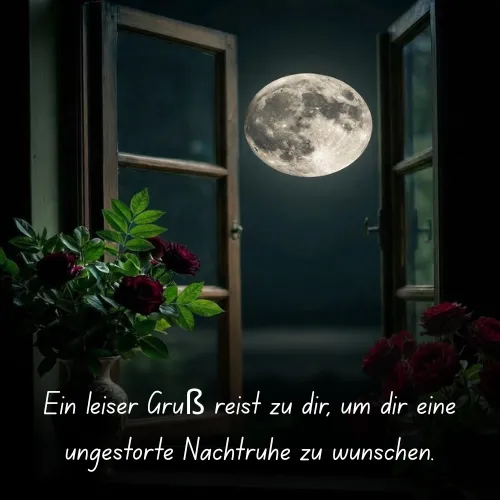 Ein leiser Gruß reist zu dir, um dir eine ungestörte Nachtruhe zu wünschen